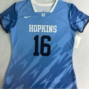 NIKE Womens‎ Lacrosse Hopkins Jersey #16 Size M Blue Short Sleeve V-Neck NWT
